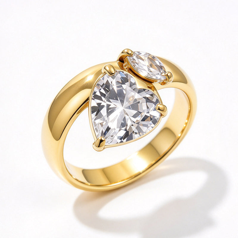 Heart & Oval Gold Ring
