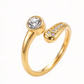 Gold & Silver Stone Twist Ring ( Adjustable )