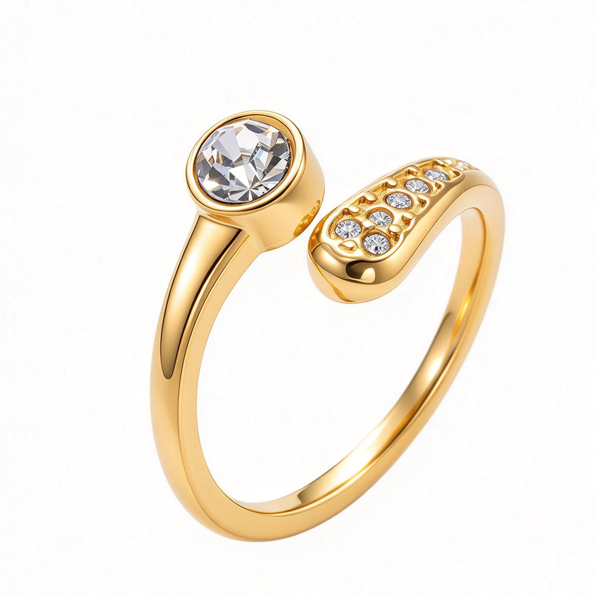 Gold & Silver Stone Twist Ring ( Adjustable )