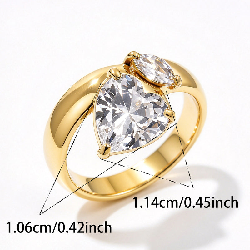 Heart & Oval Gold Ring