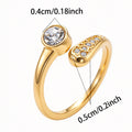 Gold & Silver Stone Twist Ring ( Adjustable )