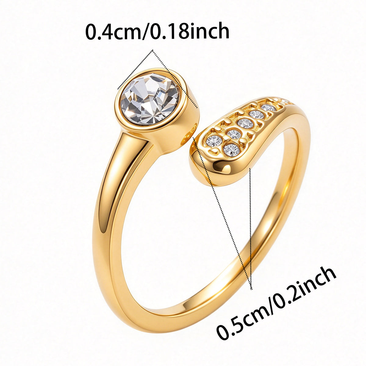 Gold & Silver Stone Twist Ring ( Adjustable )