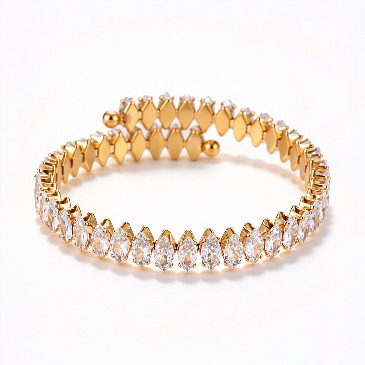 Twisted Slip On Gold & Silver Stone Bracelet ( PREORDER SHIPS END OF NOVEMBER )