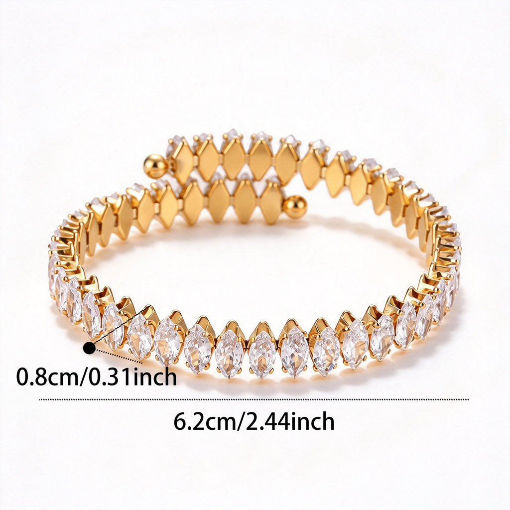 Twisted Slip On Gold & Silver Stone Bracelet ( PREORDER SHIPS END OF NOVEMBER )